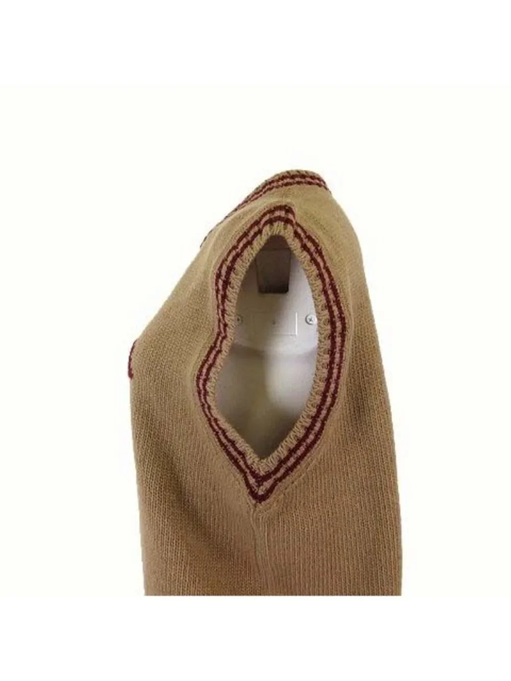 Prada Wool Cashmere Knit Vest Sleeveless Sweater and Logo Jacquard S Camel 38